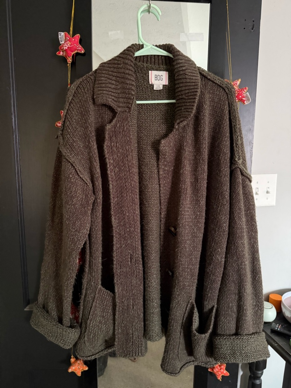 BDG Heathered Brown Marled Knit Cardigan